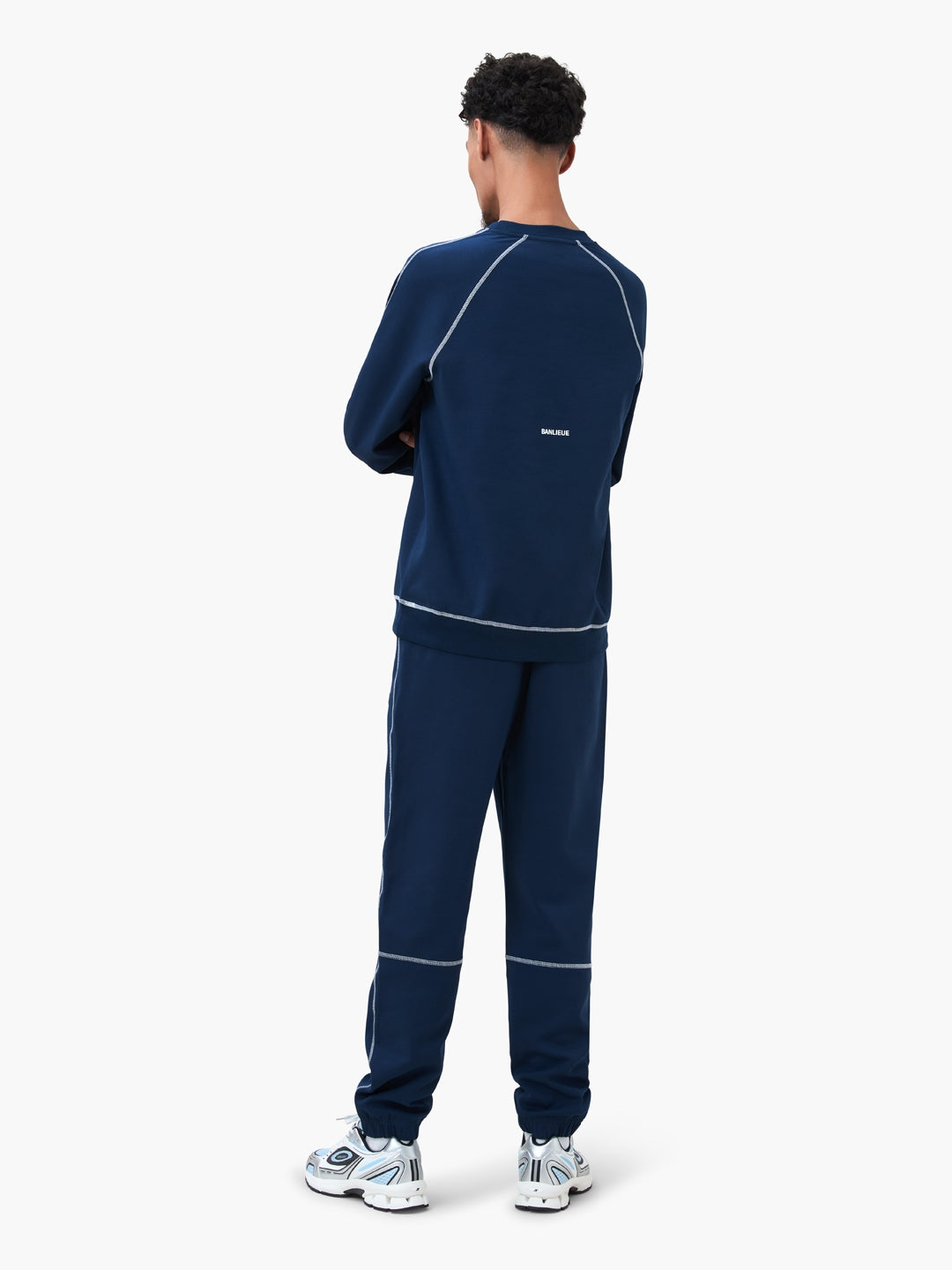 CONTRAST STITCH SWEATPANTS | NAVY / WHITE