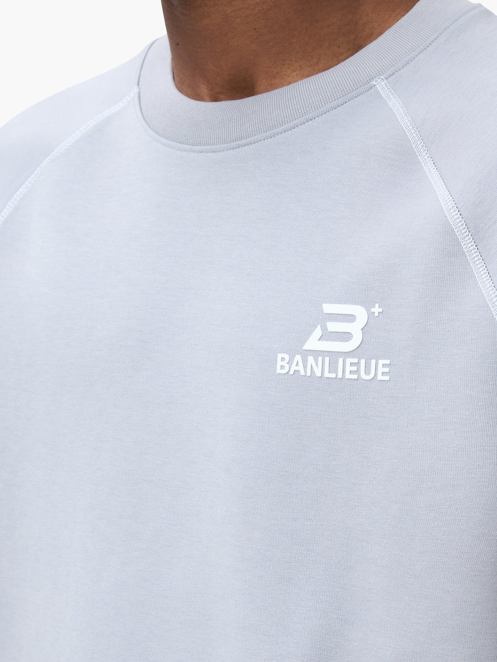 CONTRAST STITCH SWEATER | ALLOY GREY / WHITE