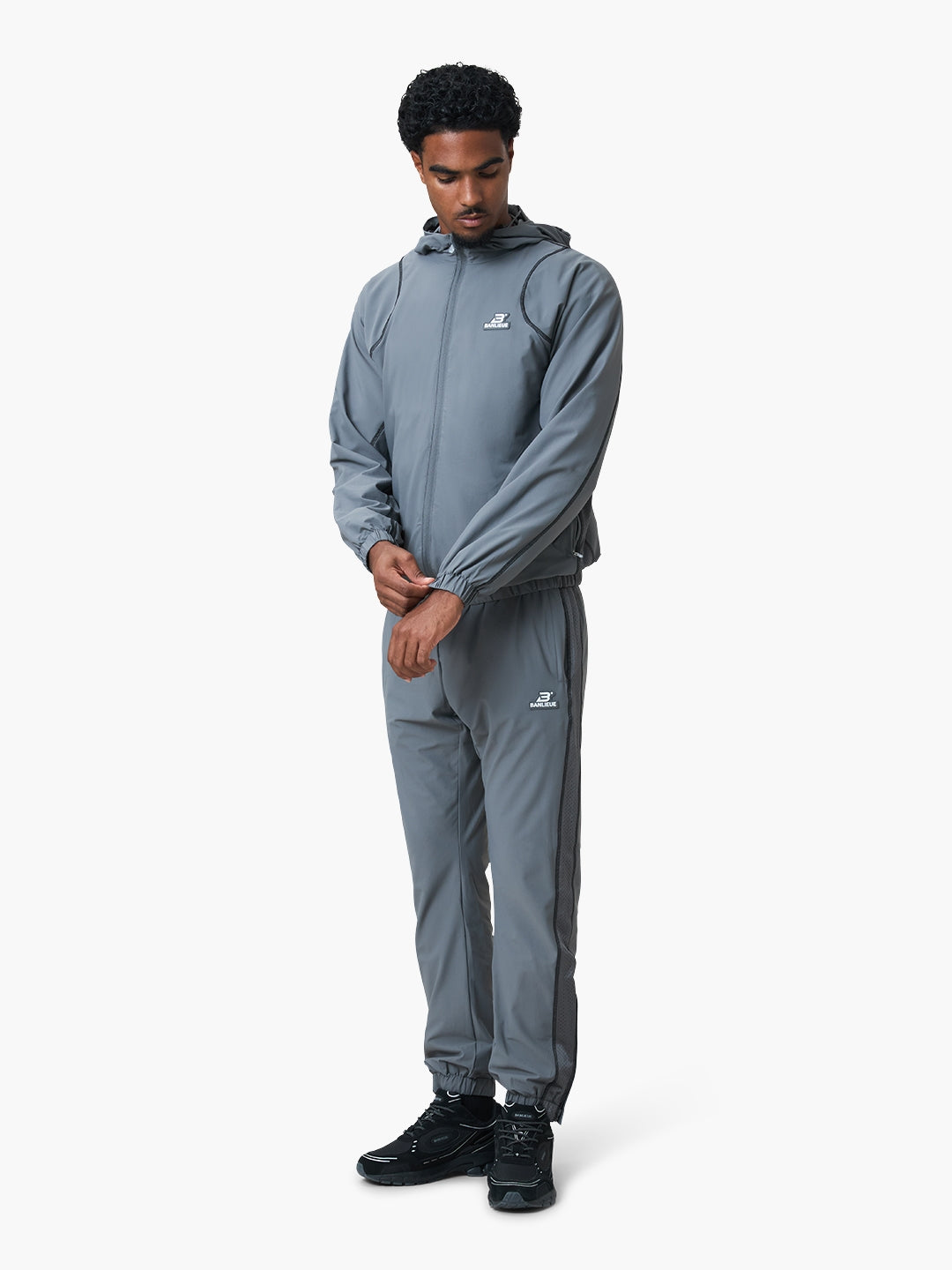 CONTRAST STITCH RETRO TRACKPANTS | GREY / BLACK
