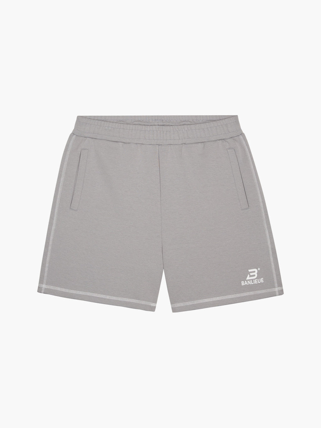 CONTRAST STITCH SHORTS | ALLOY GREY / WHITE